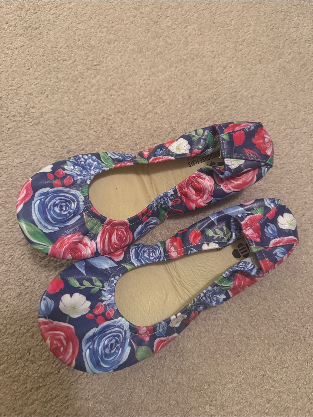 Floral Foldable Ballet Flats - Navy Multi